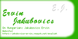 ervin jakubovics business card